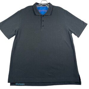 Robert Graham Polo Shirt Mens XL Black Short Sleeve Blue Two Skull Logo‎ Cotton